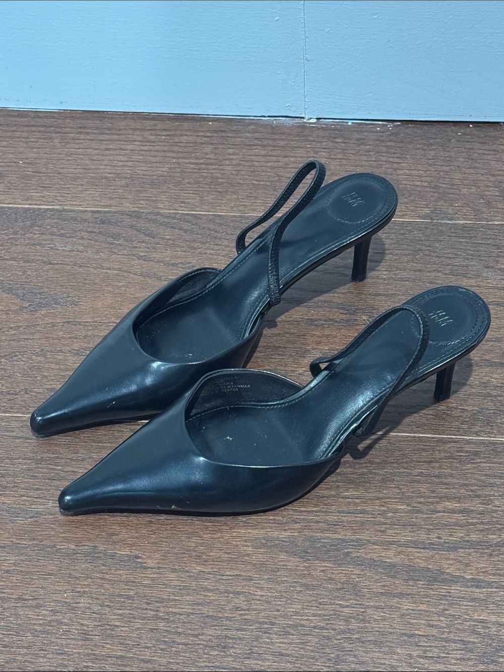 H&M Women’s Classic Black Pointed Slingback Heels Size 38 US 7